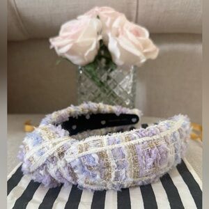Lele Sadoughi Lavender Tweed Knotted Headband